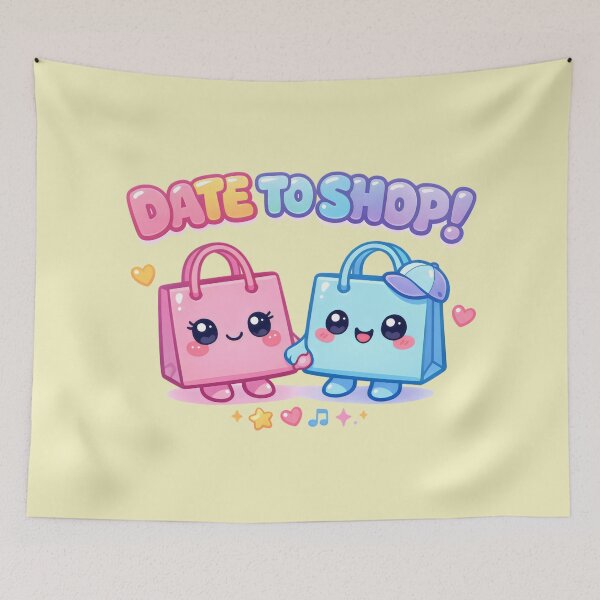 Item preview, Date To Shop Cute Shopping Bag Couple designed and sold by SplashTastic.