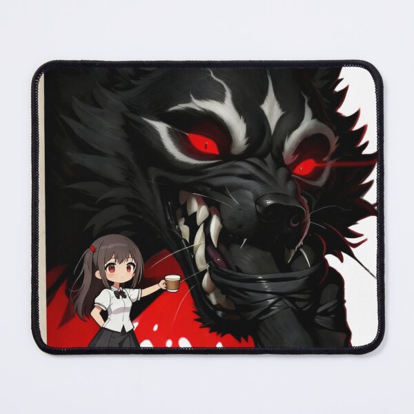 Item preview, My Little Pet Loves Coffee - Cute Anime Girl and Giant Shadow Wolf designed and sold by BLUESKY11a.