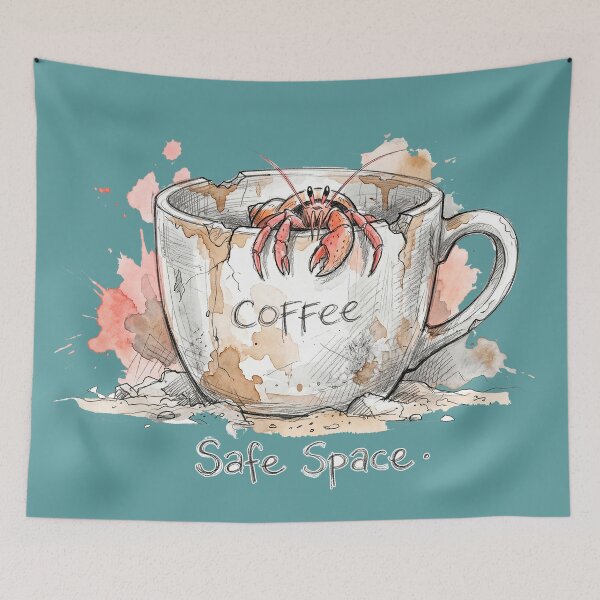 Item preview, Safe Space: The Coffee Mug Hermit Crab Illustration designed and sold by SoulPT.