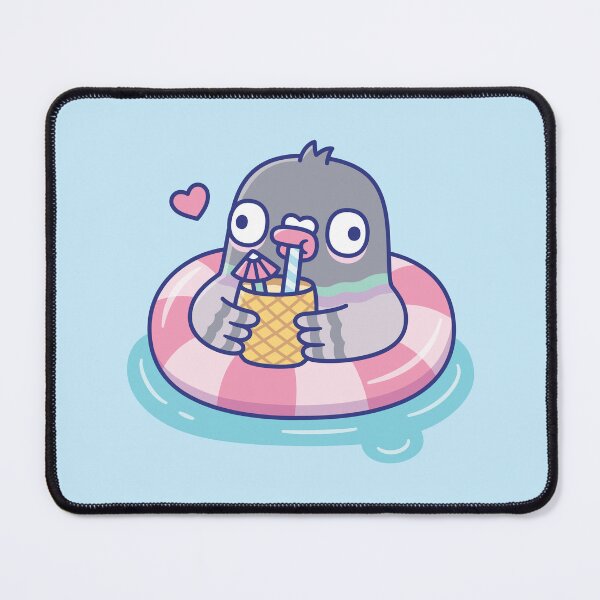 Item preview, Cute Pigeon Sipping Tropical Drink in Pink Pool Float designed and sold by rustydoodle.