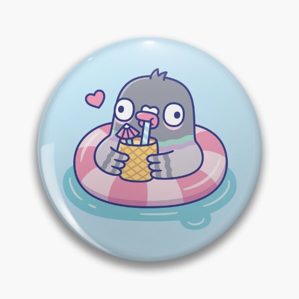 Item preview, Cute Pigeon Sipping Tropical Drink in Pink Pool Float designed and sold by rustydoodle.