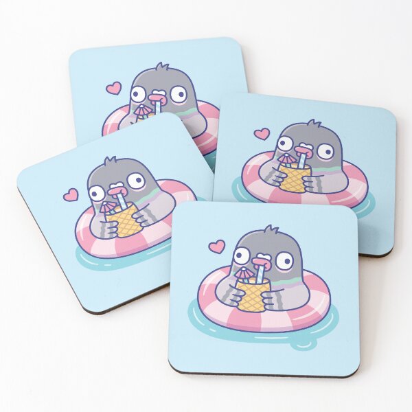 Item preview, Cute Pigeon Sipping Tropical Drink in Pink Pool Float designed and sold by rustydoodle.