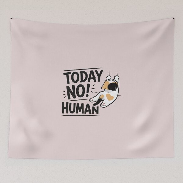 Item preview, Today No Human Funny Cat Falling Kawaii Illustration Art designed and sold by PrintAura15.