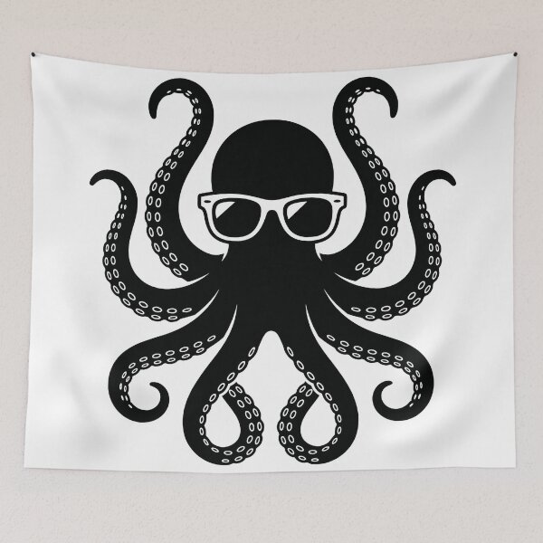Item preview, Cool Octopus Wearing Sunglasses Silhouette Vector Art designed and sold by seven things shop.