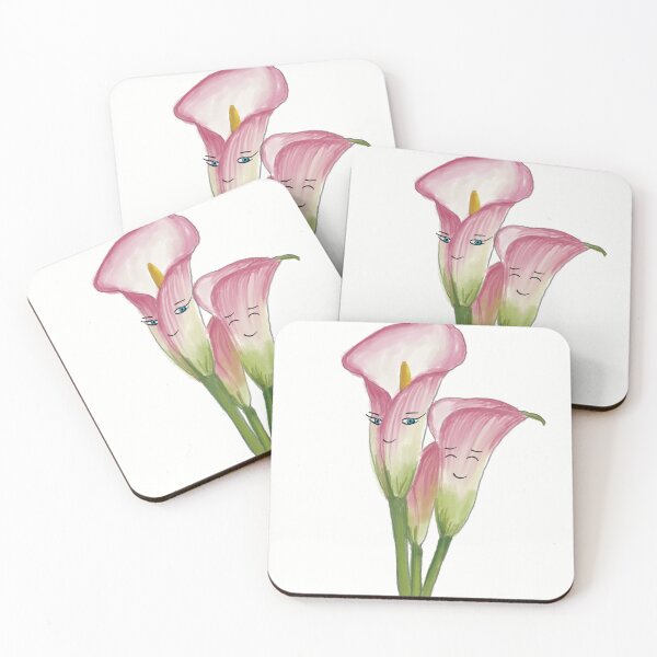 Item preview, Cute Calla Lilies Couple – Romantic Flower Illustration with Faces designed and sold by enesart2022.