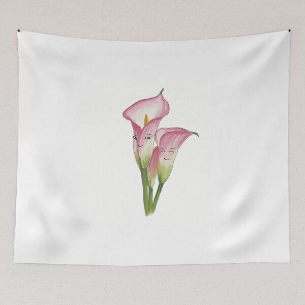 Item preview, Cute Calla Lilies Couple – Romantic Flower Illustration with Faces designed and sold by enesart2022.