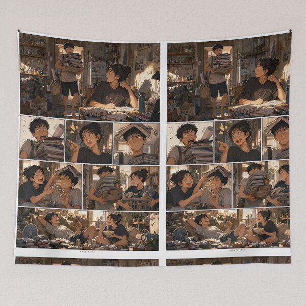 Item preview, Student Life Cozy Reading Room Comic Print designed and sold by Grafititee.