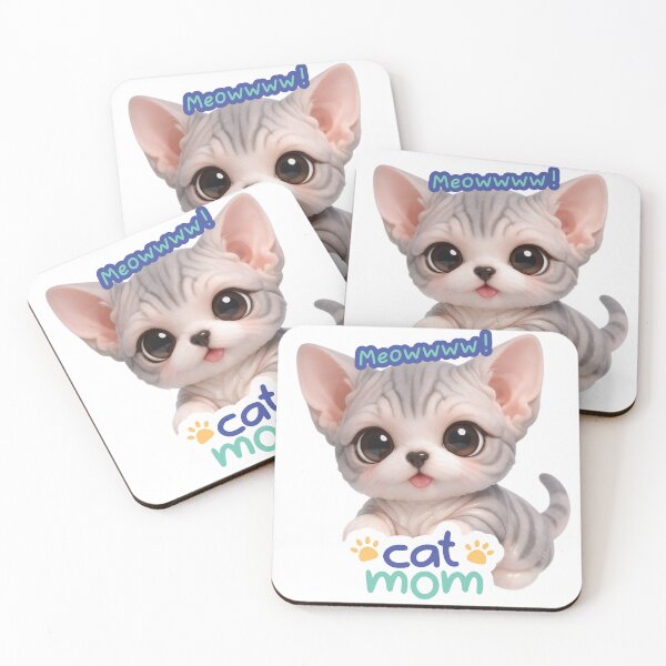 Item preview, Cute Cat Mom Meow Sphynx Chibi Cat Art designed and sold by Soluna Studio.