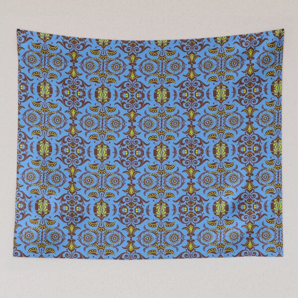 Item preview, Seamless Azure Brown Gold Damask Pattern - Elegant Baroque Ornament designed and sold by DreamsArtwear.