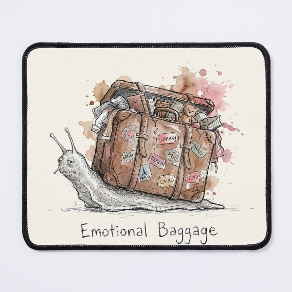 Item preview, Emotional Baggage: The Overwhelmed Snail Travel Illustration designed and sold by SoulPT.