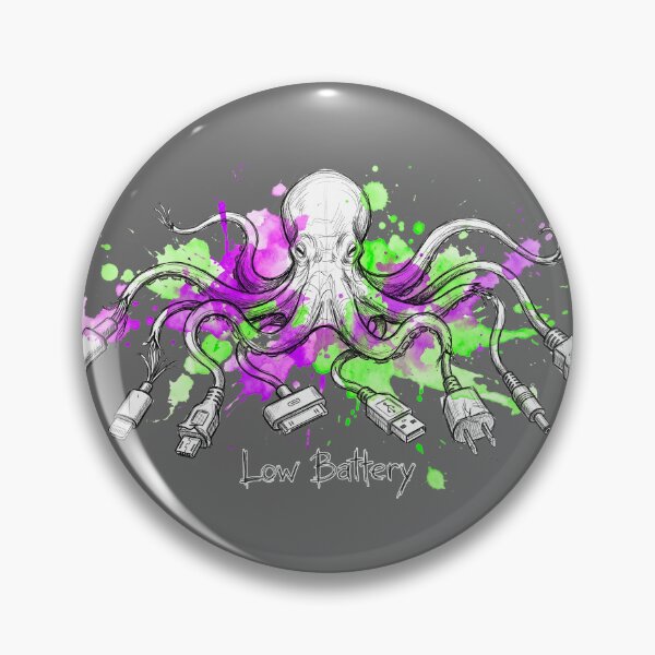 Item preview, Low Battery: The Digital Kraken Octopus Illustration designed and sold by SoulPT.