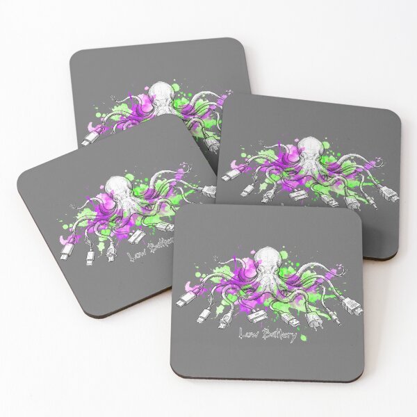 Item preview, Low Battery: The Digital Kraken Octopus Illustration designed and sold by SoulPT.