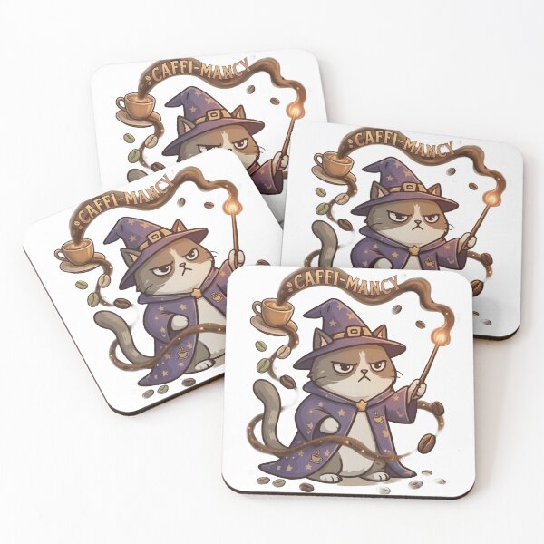 Item preview, Funny Caffi-Mancy Grumpy Wizard Cat Coffee Spell designed and sold by Reshmakhan.