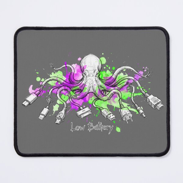 Item preview, Low Battery: The Digital Kraken Octopus Illustration designed and sold by SoulPT.