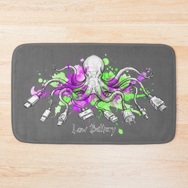 Item preview, Low Battery: The Digital Kraken Octopus Illustration designed and sold by SoulPT.
