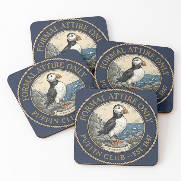 Item preview, Formal Attire Only Puffin Club European Humor Badge designed and sold by CalmCapy Co.