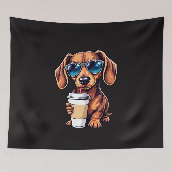 Item preview, Cool Dachshund Coffee Lover Dog with Sunglasses Funny Wiener Dog designed and sold by kiralynstration.