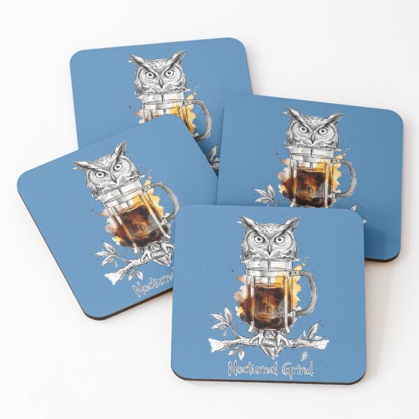 Item preview, Nocturnal Grind: The Coffee French Press Owl Illustration designed and sold by SoulPT.