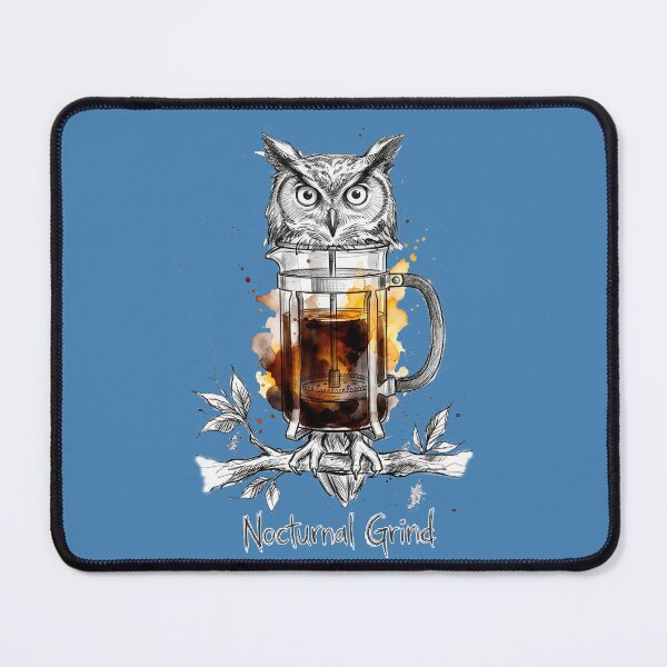 Item preview, Nocturnal Grind: The Coffee French Press Owl Illustration designed and sold by SoulPT.