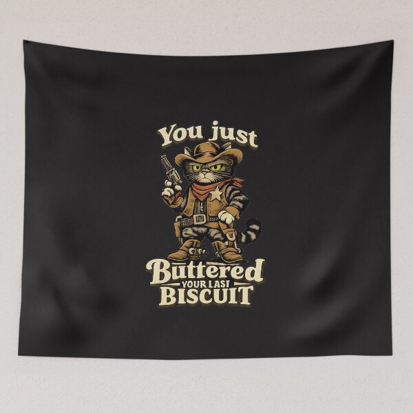 Item preview, Funny Cowboy Cat Youve Just Buttered Your Last Biscuit Vintage Western Humor designed and sold by kiralynstration.