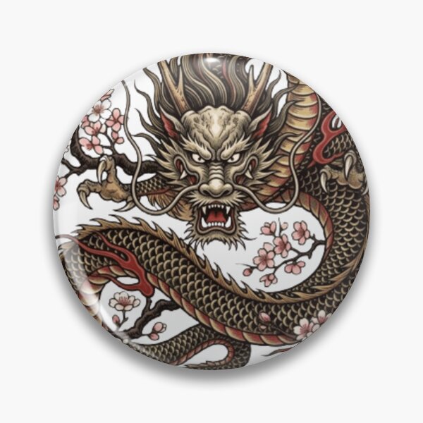 Item preview, Ukiyo-e Dragon and Cherry Blossoms Japanese Traditional Art designed and sold by vekotpu.