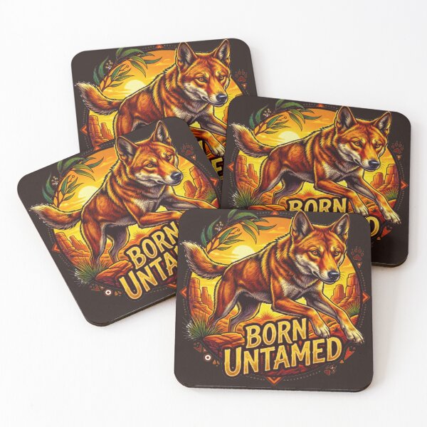 Item preview, Born Untamed Australian Dingo Vintage Outback Desert Retro Badge designed and sold by MT-Hub | Art for Every Soul.