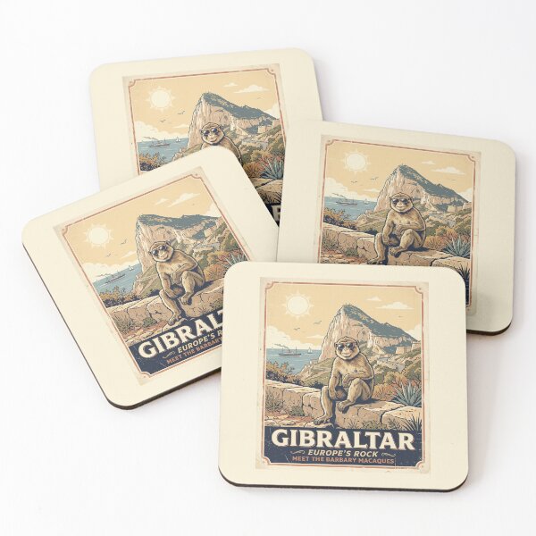 Item preview, Retro Gibraltar Barbary Macaque Wildlife Travel designed and sold by DuckOddity.