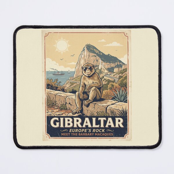 Item preview, Retro Gibraltar Barbary Macaque Wildlife Travel designed and sold by DuckOddity.