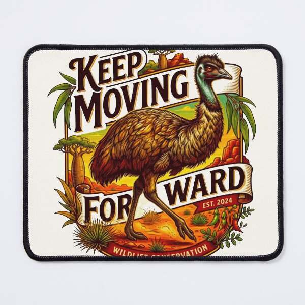 Item preview, Keep Moving Forward Emu Vintage Australian Outback Retro Badge designed and sold by MT-Hub | Art for Every Soul.