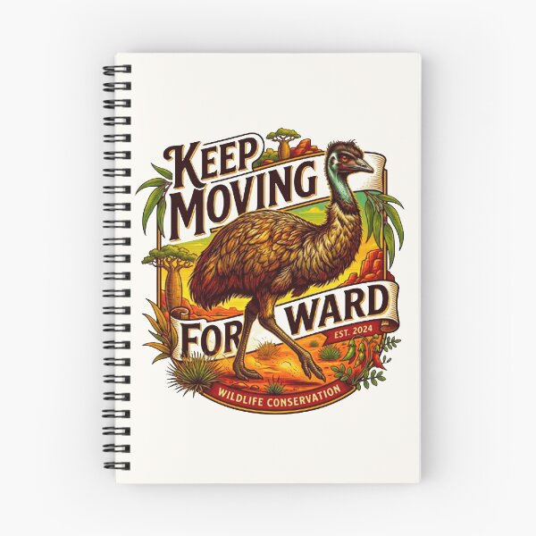 Item preview, Keep Moving Forward Emu Vintage Australian Outback Retro Badge designed and sold by MT-Hub | Art for Every Soul.