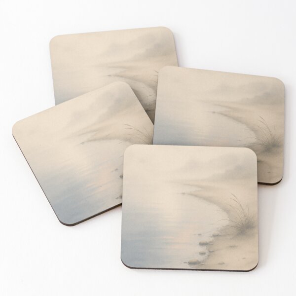 Item preview, Quiet Shoreline Wall Art Print – Japandi Japanese Sumi-e Poster, Misty Water's Edge, Zen Minimalist Decor, Soft Sandy Shore, Made by Japanese Artist in Japan designed and sold by SereniBloom.