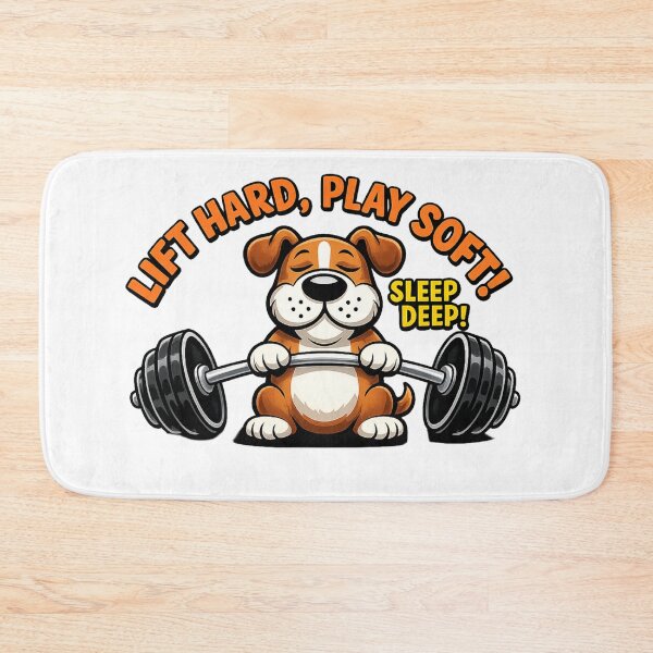 Item preview, Lift Hard Play Soft Sleep Deep - Funny Gym Dog Weightlifting Graphic designed and sold by Expats Studio.
