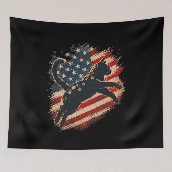 Item preview, Patriotic Cat American Flag Vintage Cat Lover designed and sold by OlakunleOloroz.
