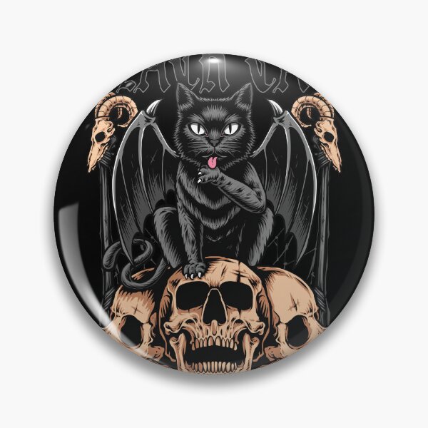 Item preview, Black Cat Demon Wings Skulls Ram Horns Gothic Metal Dark Humor Graphic T-Shirt designed and sold by DERA RAY.