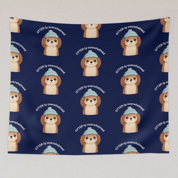Item preview, Cute Overwhelmed Otter [Square Edition] designed and sold by Anxiously Introverted.