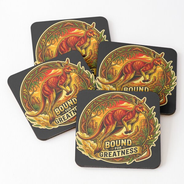 Item preview, Bound For Greatness Kangaroo Vintage Australian Outback Retro Badge designed and sold by MT-Hub | Art for Every Soul.