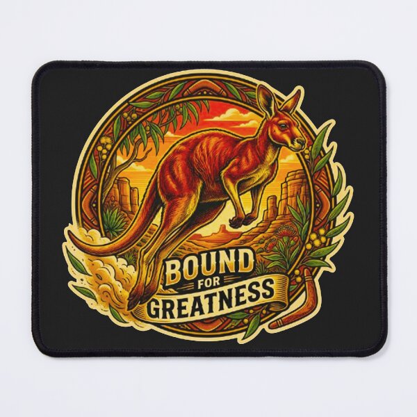 Item preview, Bound For Greatness Kangaroo Vintage Australian Outback Retro Badge designed and sold by MT-Hub | Art for Every Soul.