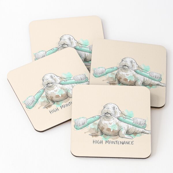Item preview, High Maintenance Walrus: Funny Dental Hygiene Pun Illustration designed and sold by SoulPT.