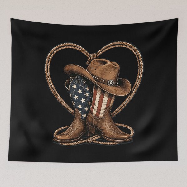 Item preview, Patriotic Cowboy Boots Heart USA Flag Western Country designed and sold by OlakunleOloroz.