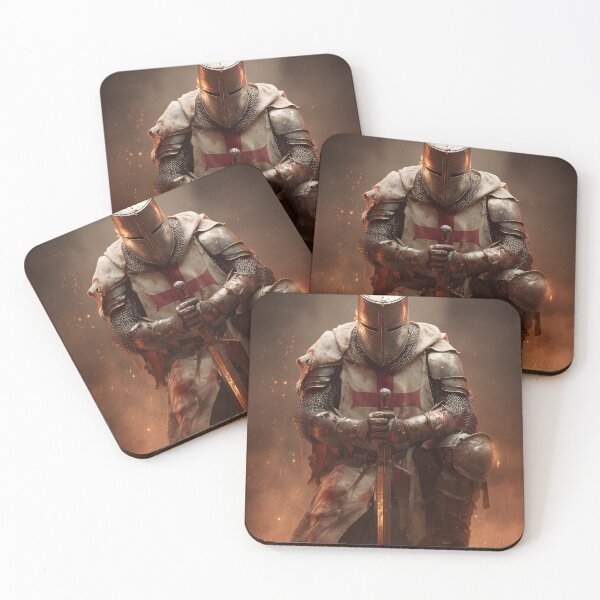 Item preview, Templar Crusader Knight Kneeing Medieval Warrior Art designed and sold by GrinGalore.