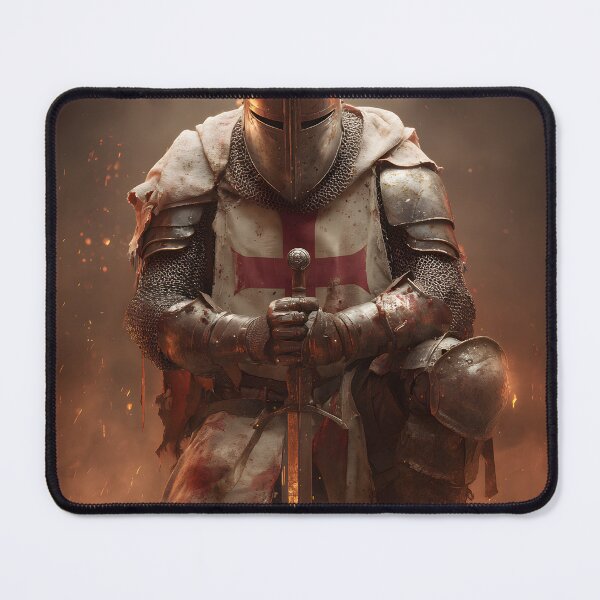 Item preview, Templar Crusader Knight Kneeing Medieval Warrior Art designed and sold by GrinGalore.