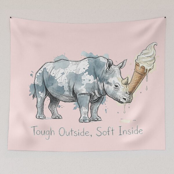 Item preview, Tough Outside Soft Inside: The Ice Cream Rhino Illustration designed and sold by SoulPT.