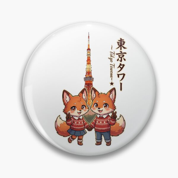 Item preview, Cute Foxes at Tokyo Tower - Matching Winter Sweater Chibi Travel Art designed and sold by TaiwanMemory.