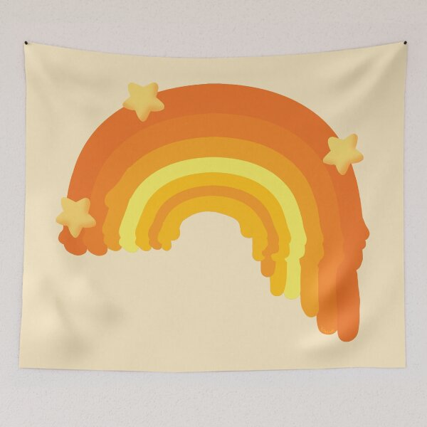 Item preview, Groovy Retro Orange Rainbow with Yellow Stars designed and sold by Karin Taylor.