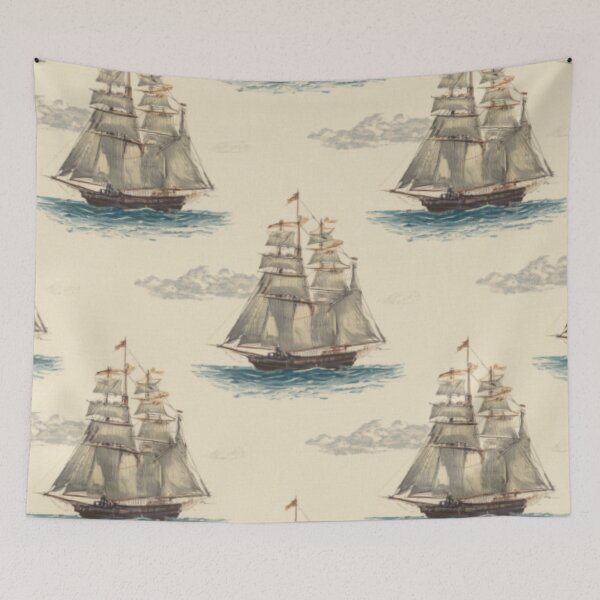 Item preview, Beige Sailboats Pattern designed and sold by SeaStarAlex.