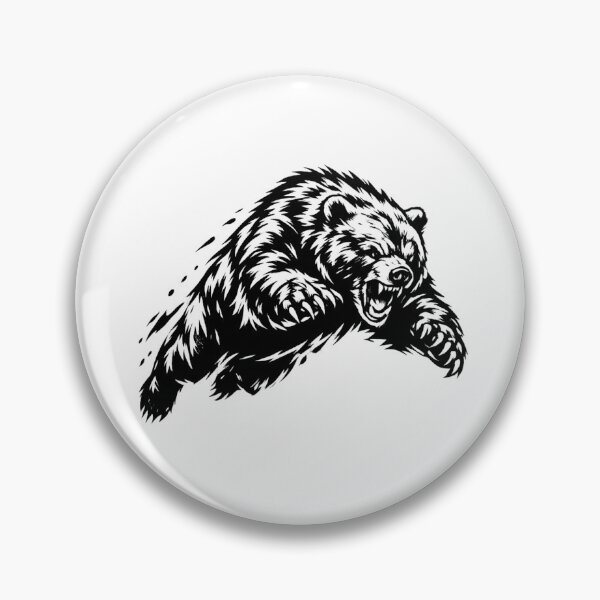 Item preview, Fierce Charging Bear Illustration – Black & White Wild Animal Tattoo Style designed and sold by MartBook.