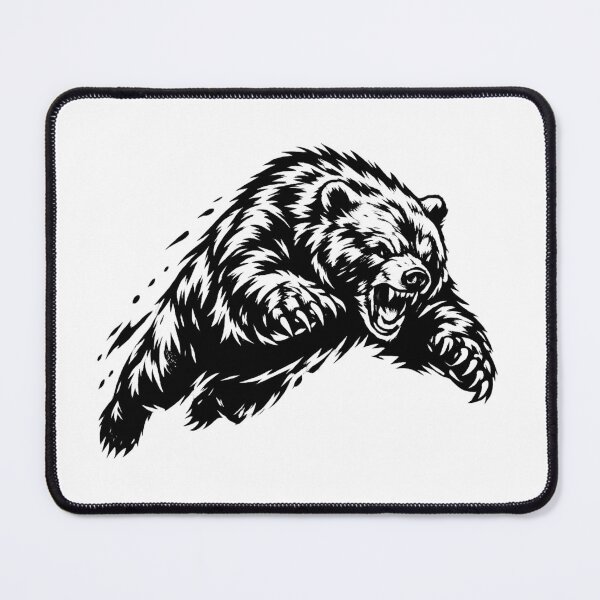 Item preview, Fierce Charging Bear Illustration – Black & White Wild Animal Tattoo Style designed and sold by MartBook.