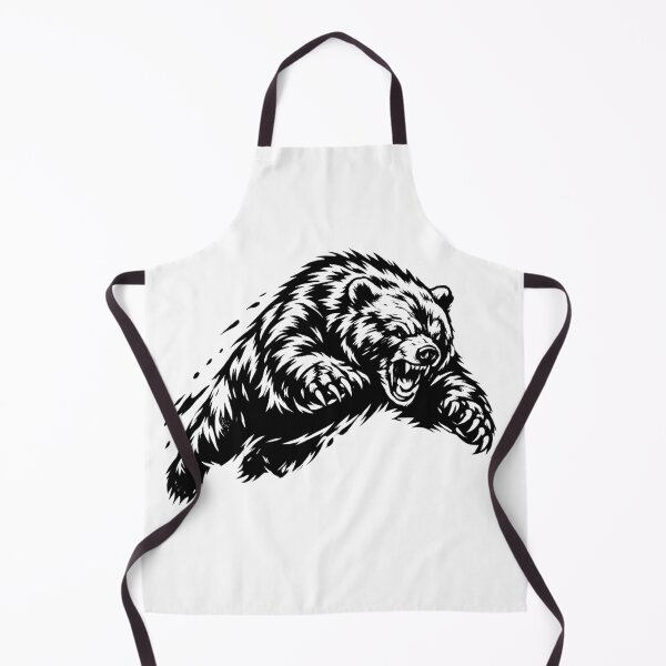 Item preview, Fierce Charging Bear Illustration – Black & White Wild Animal Tattoo Style designed and sold by MartBook.