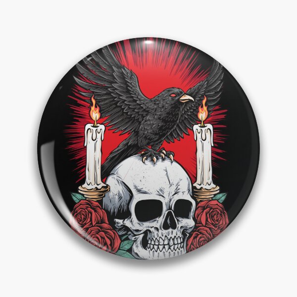 Item preview, Raven Skull Red Roses Candles Gothic Tattoo Flash Dark Romance Graphic T-Shirt designed and sold by DERA RAY.