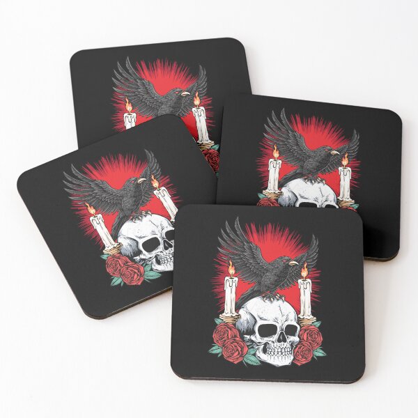 Item preview, Raven Skull Red Roses Candles Gothic Tattoo Flash Dark Romance Graphic T-Shirt designed and sold by DERA RAY.